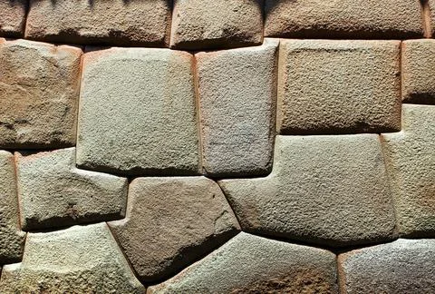 Stone wall in Cusco or Cuzco town Peru Stock Photos