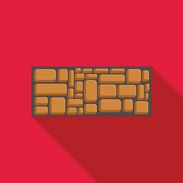 Stone wall different size cobblestones constructing wall flat design icon Stock Illustration