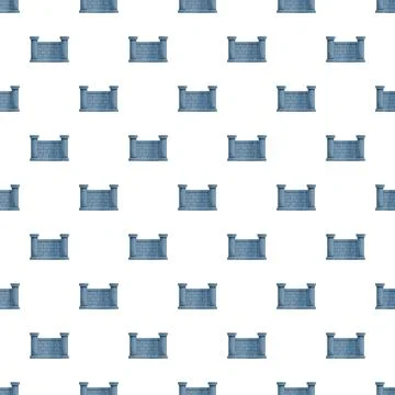 Stone wall fence pattern with castle design Stock Illustration