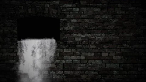 Stone Wall with Fog Falling out of Window 4K Loop Stock Footage 239282580