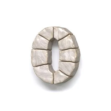 Stone wall font Number 0 ZERO 3D Stock Illustration