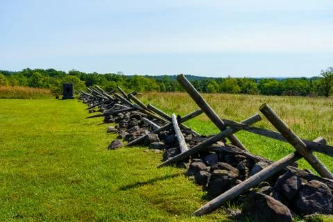 Stone Wall in Gettysburg Bttlefield Stock Photos