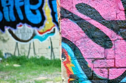 Stone wall graffiti Foto stock