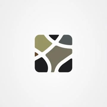 Stone wall icon logo vector design Illustrazione stock
