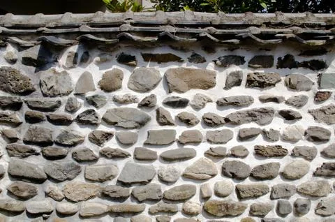 Stone Wall in Iwaijima, Japan Stock Photos