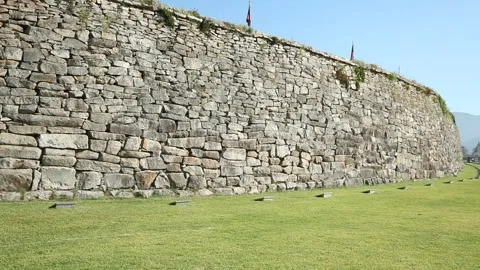 Stone wall in a mountain Video stock 306034073