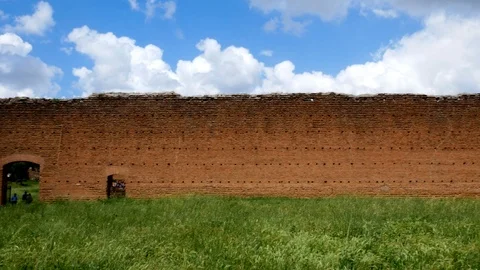 Stone wall near the Circus of Maxentius, ancient Appia Stock Footage 90134071
