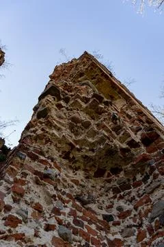 Stone Wall of an Old Medieval Ruin Stock Photos
