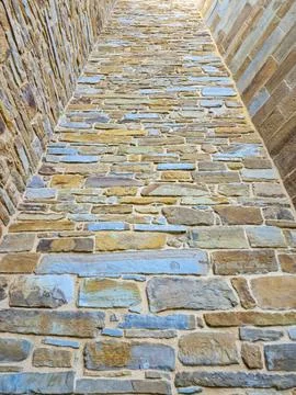 Stone wall pattern, decorative background texture for exterior building Stock Photos