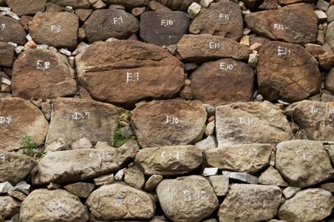 Stone wall pattern of indian castle wall Stock Photos