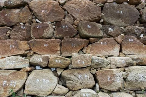 Stone wall patterns of ancient india Stock Photos