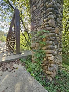 Stone wall pillar ga Stock Photos