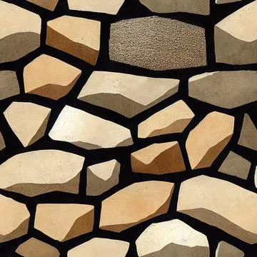 Stone wall seamless pattern, black background. Stock Illustration