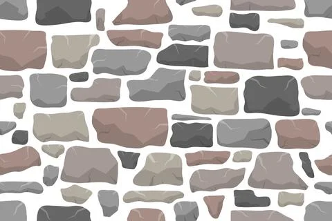 Stone wall seamless pattern vector icon background with flat cartoon Stock Illustration