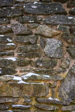 Stone Wall with Snow Texture Foto stock