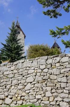 A stone wall at the temple wang. Stock Photos