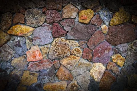 Stone wall texture pattern background. Close up Stock Photos
