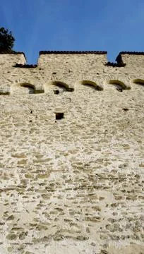 Stone wall texture vertical of castle in Lucerne Stock Photos