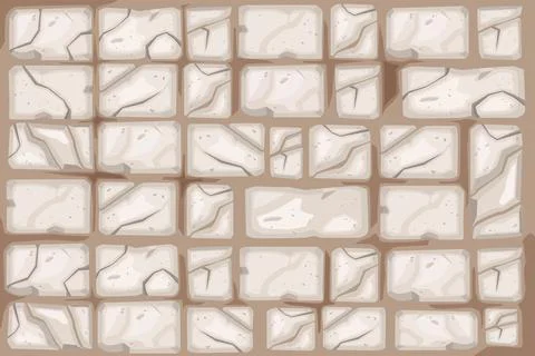 Stone wall vector background, old cracked rock texture, brick clay surface Stock Illustration