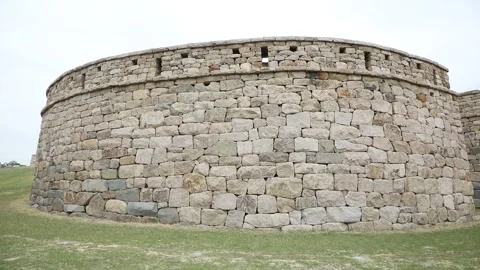 Stone wall in the village Video stock 303551184