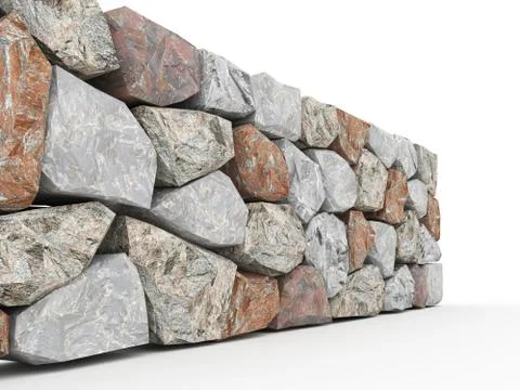 Stone wall on white Stock Illustration