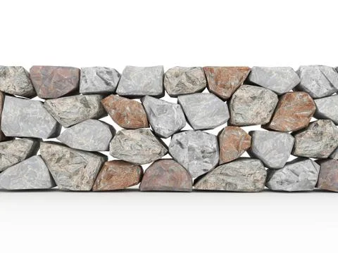 Stone wall on white Stock Illustration