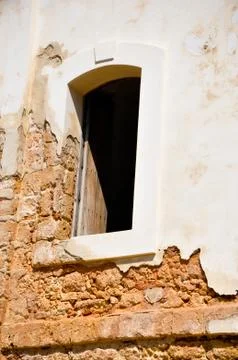 Stone wall window Stock Photos