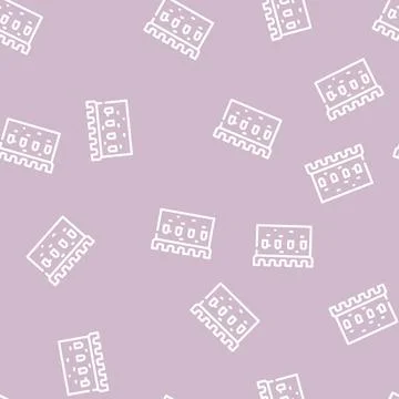 Stone wall with windows line vector seamless pattern Stock Illustration