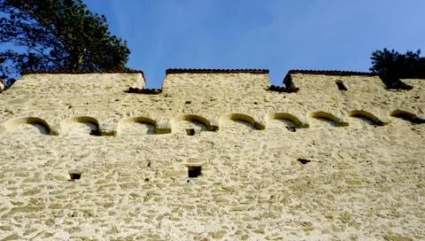 Stone walll texture horizontal of castle in Lucerne Stock Photos