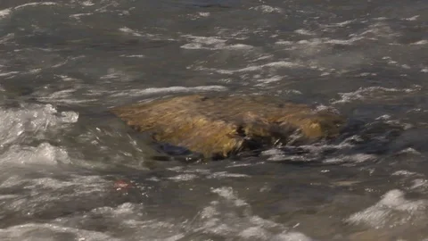 Stone in Water Waves Stock Footage 111465833