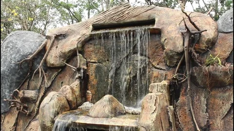 Stone waterfall fountain Stock Footage 343783261