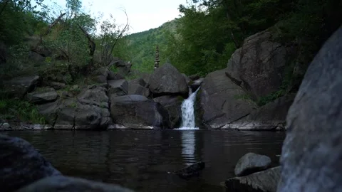 Stone Waterfall lake Stock Footage 297874470