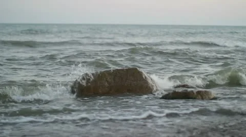 Stone in waves Stock Footage 11195275
