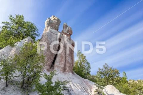 Stone wedding rock phenomenon in Bulgaria Stock Photos