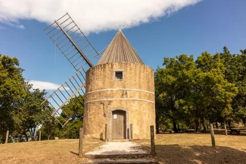 Stone windmill in Ramatuelle Stock Photos