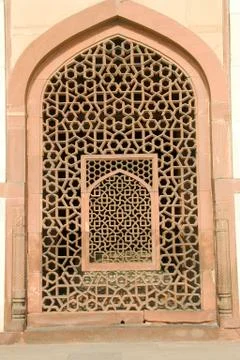 Stone Window Grill Work Stock Photos