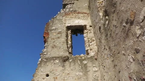 Stone Window Opening in Beckov Castle Ruins Stock Footage 342112682