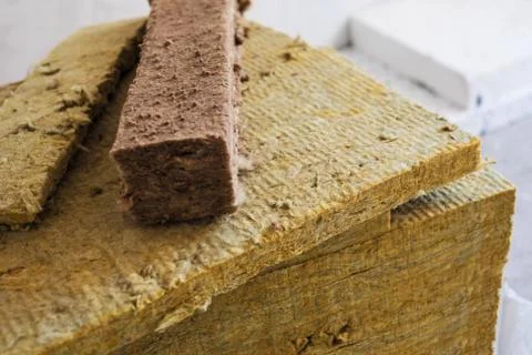 Stone wool insulation Stock Photos