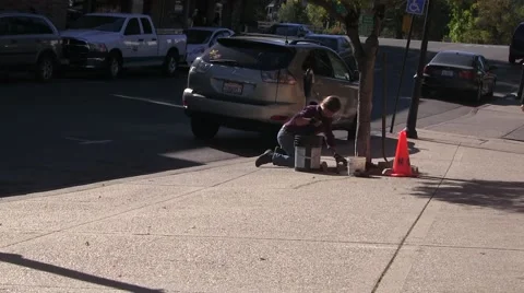 Stone work around a tree Video stock 42927944