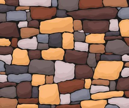 Stone work. Masonry made of old stone. Set of stones of different shapes Stock Illustration