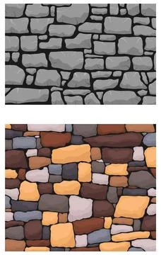 Stone work. Masonry made of old stone. Set of stones of different shapes Stock Illustration