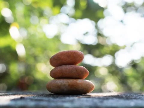 Stone Zen Stack Balance Abstract blur Leaf Background Stability Stock Photos