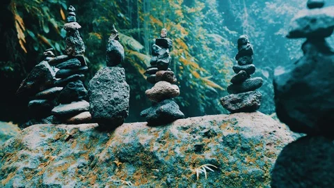 Stone zen towers Stock Footage 92182783