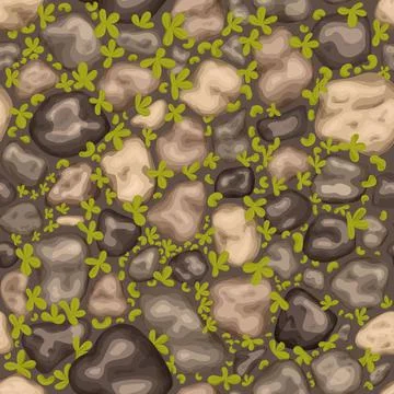 Stoned wall. Seamless texture cobble stones, Stones on the road, stone wall Stock Illustration