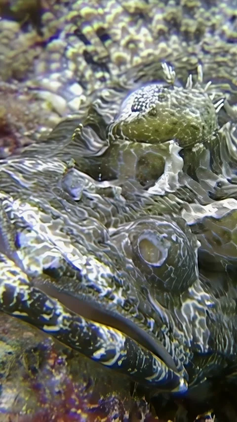 Stonefish Hides in Plain Sight, Sipadan Island Stock Footage 321010045