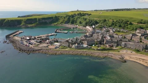 Stonehaven harbour by drone Stock Footage 246381569