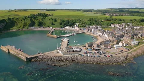 Stonehaven harbour by drone Stock Footage 246381869