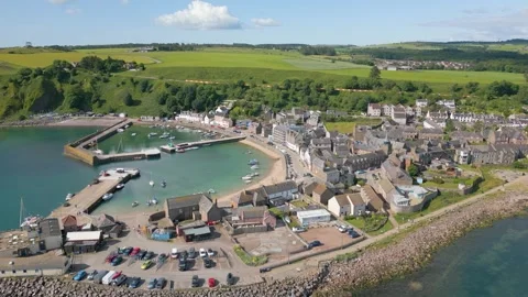 Stonehaven harbour by drone Stock Footage 246381891
