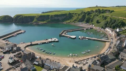Stonehaven harbour by drone Stock Footage 246381981