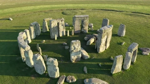 Stonehenge drone view circling main stone circle 4K Stock Footage